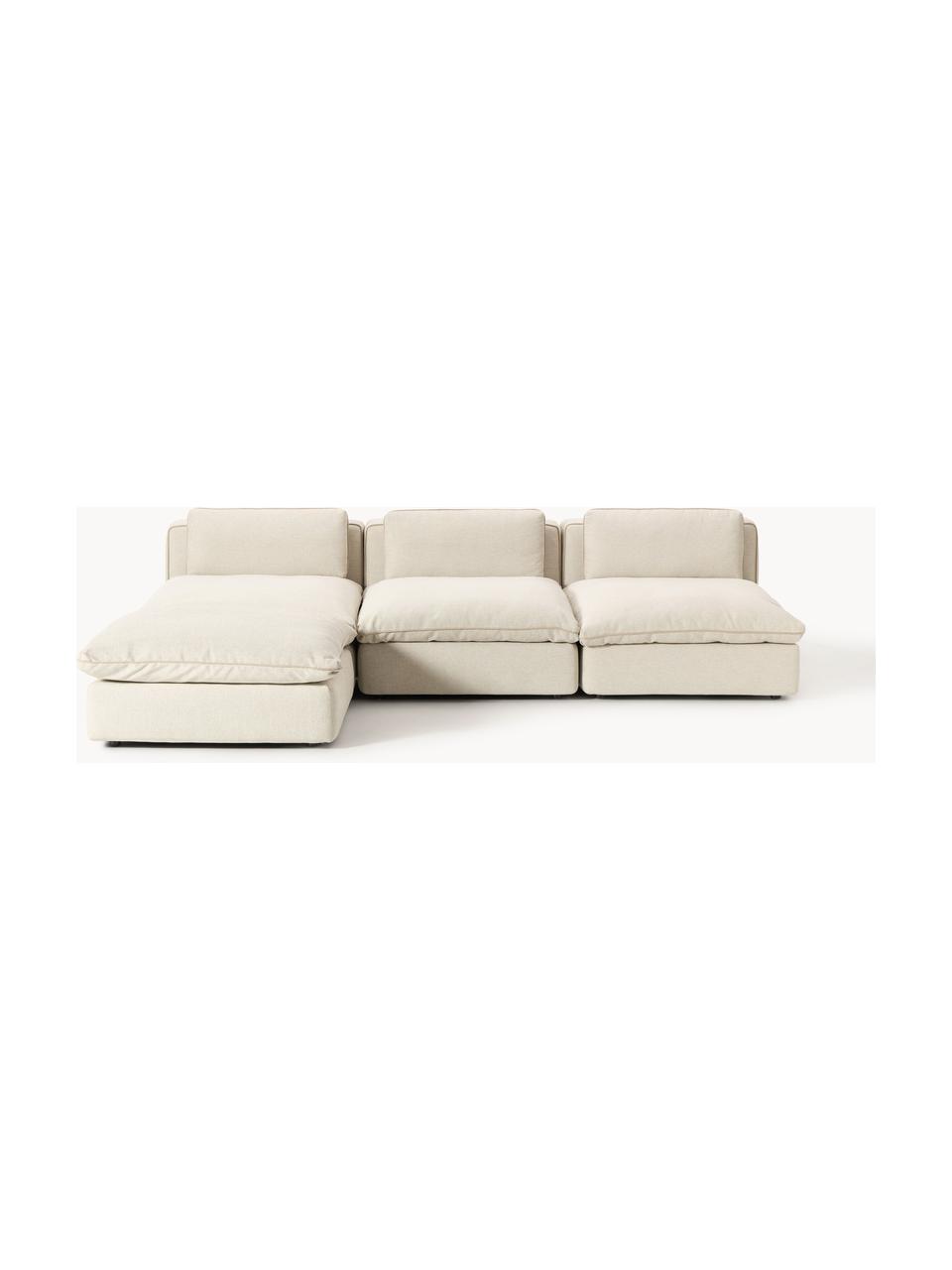 Canapé d'angle modulable XL avec pouf Felix, Tissu beige clair, larg. 300 x prof. 250 cm