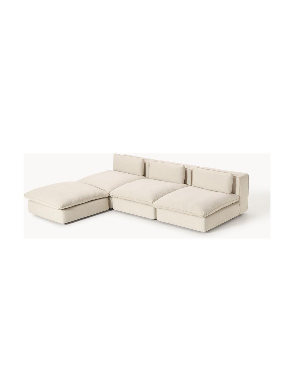 Canapé d'angle modulable XL avec pouf Felix, Tissu beige clair, larg. 300 x prof. 250 cm