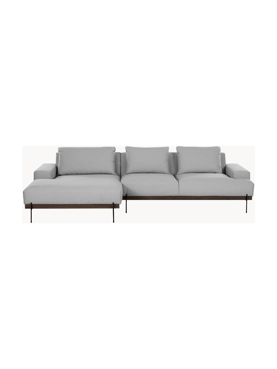 Ecksofa Brooks mit Metall-Füßen, Bezug: Polyester Der Bezug ist n, Gestell: Massives Kiefernholz, Rahmen: Lackiertes Kiefernholz, Füße: Metall, pulverbeschichtet, Webstoff Grau, B 315 x T 148 cm, Eckteil links