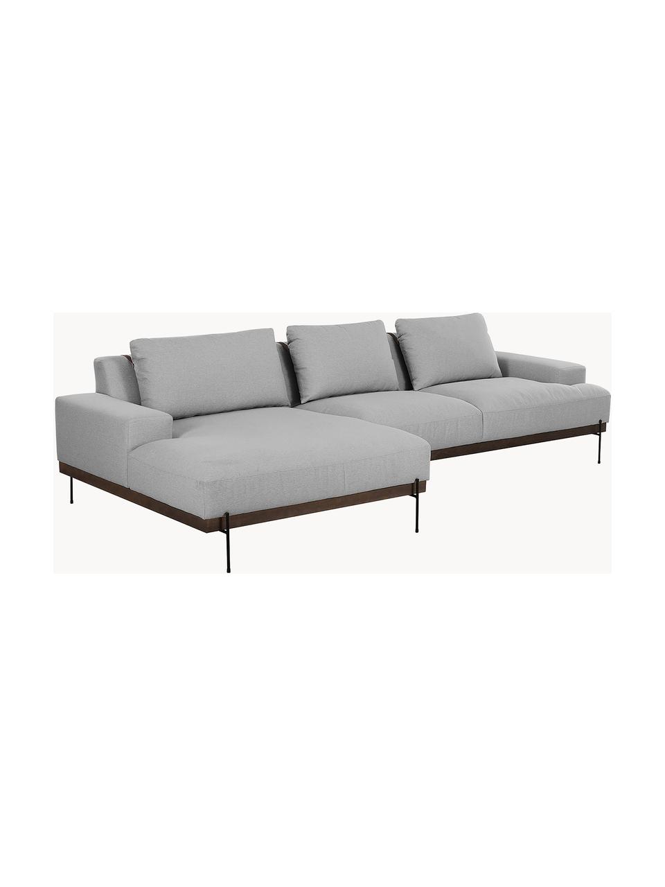 Ecksofa Brooks mit Metall-Füssen, Bezug: Polyester Der Bezug ist n, Gestell: Massives Kiefernholz, Rahmen: Lackiertes Kiefernholz, Webstoff Grau, B 315 x T 148 cm, Eckteil links