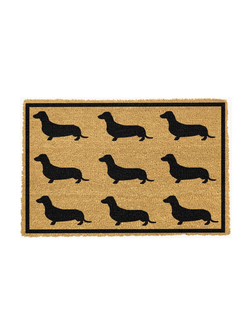 Fussmatte Dachshund, Oberseite: Kokosfaser, Unterseite: PVC, Hellbraun, Schwarz, B 40 x L 60 cm