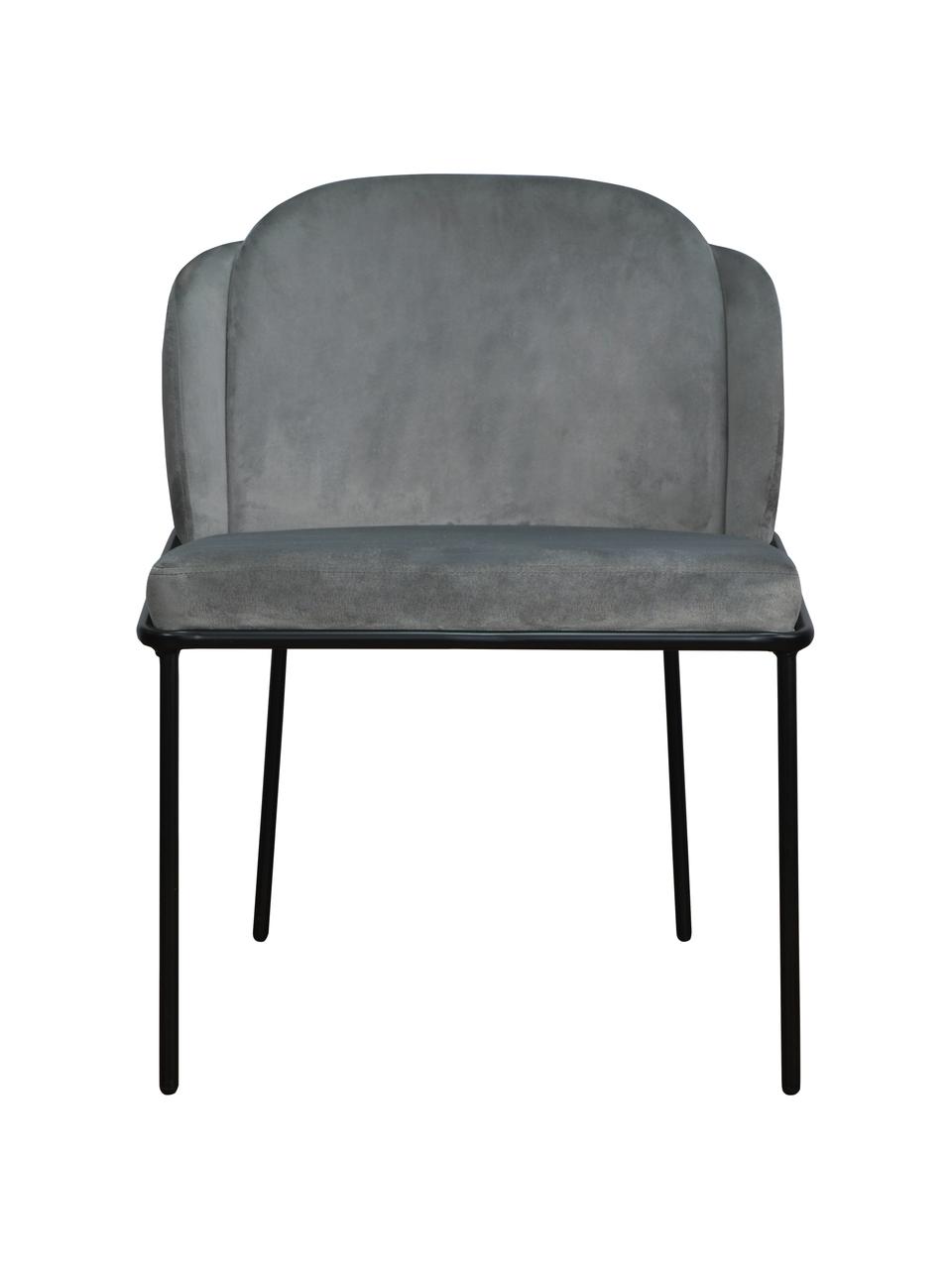 Stolička so zamatovým čalúnením Polly, Zamatová sivá, nohy čierna, Š 57 x H 55 cm