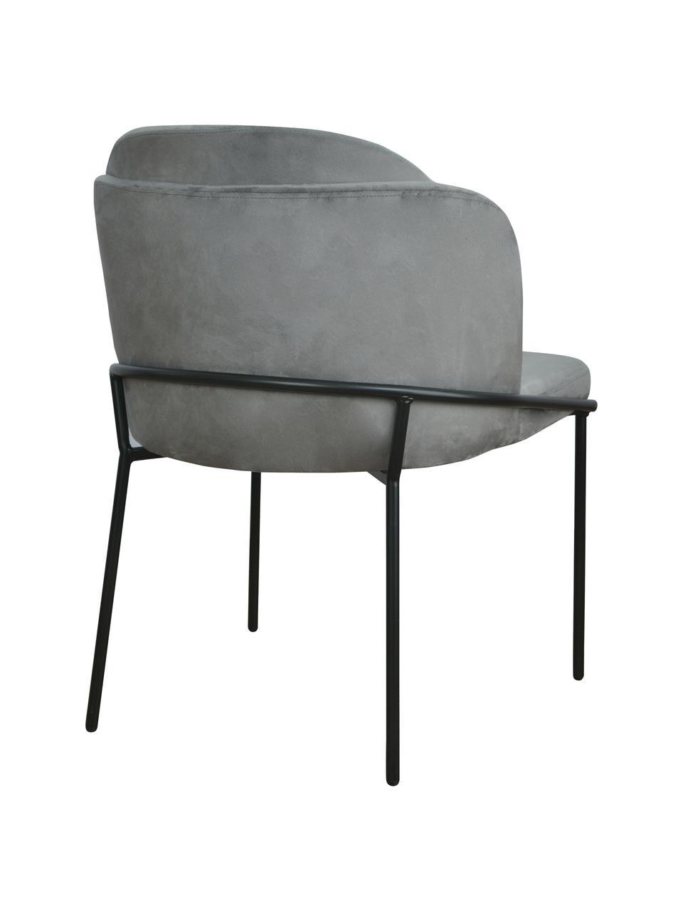 Krzesło tapicerowane z aksamitu Polly, Tapicerka: aksamit (100% poliester), Nogi: metal, Szary aksamit, S 57 x G 55 cm