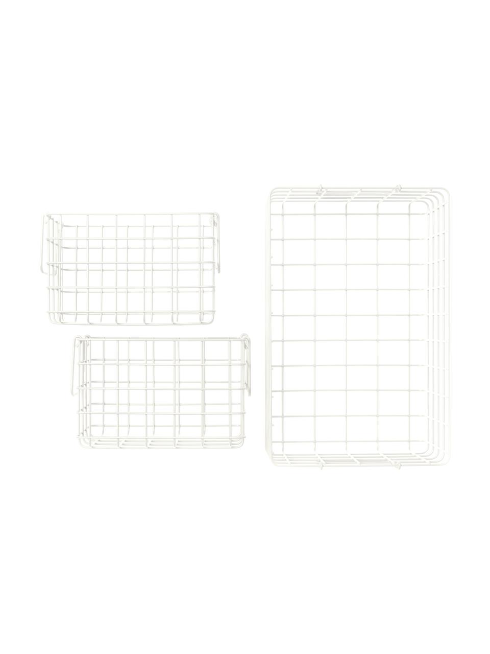 Paniers de rangement The Baskets, 3 élém., Acier, revêtement par poudre, Blanc, Lot de différentes tailles