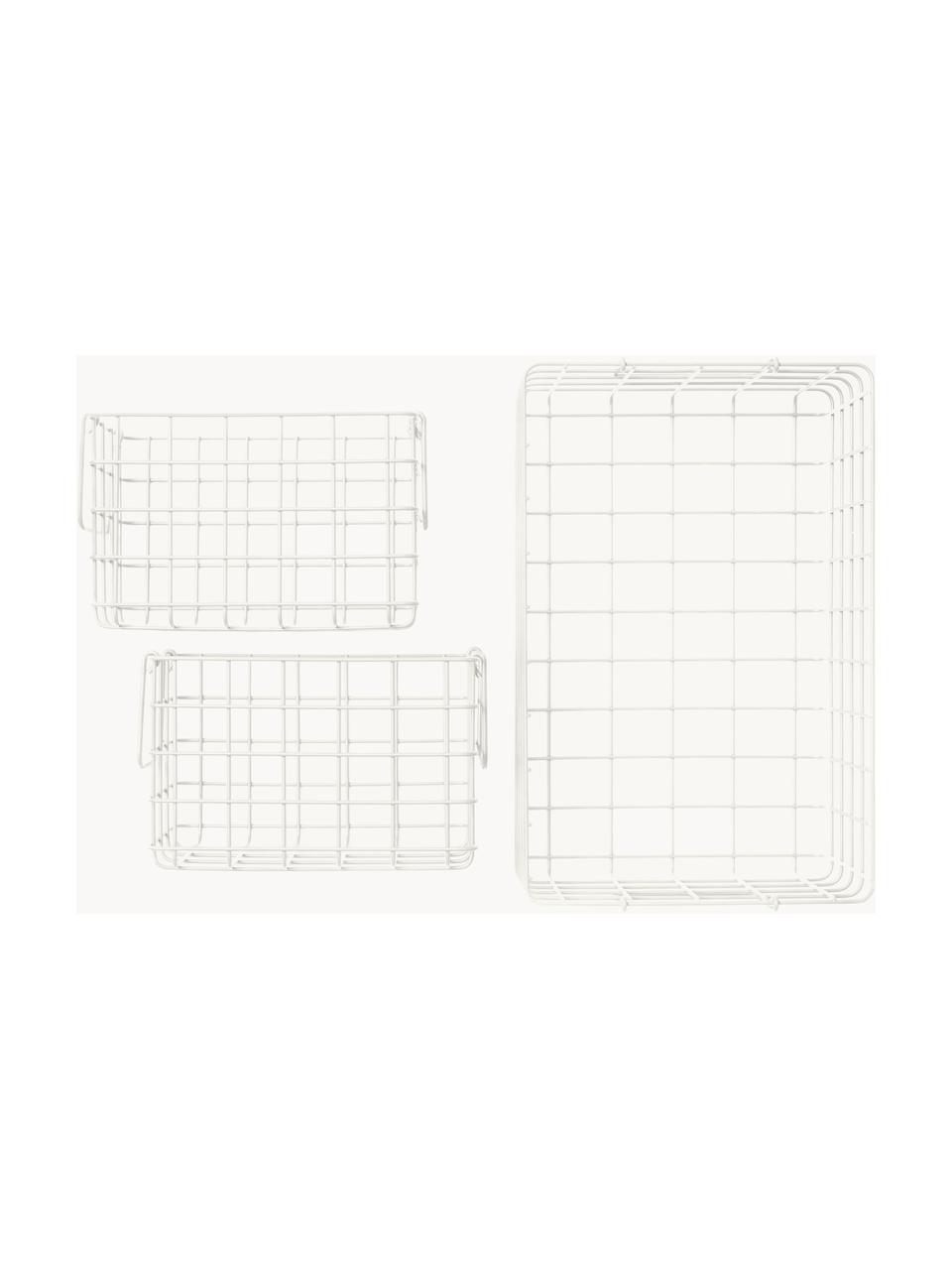 Set 3 cestini The Baskets, Acciaio verniciato a polvere, Bianco latte, Set in varie misure