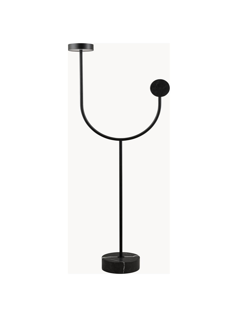 Lampa podłogowa LED z marmuru Grasil, Stelaż: metal powlekany, Czarny, marmurowy, W 128 cm