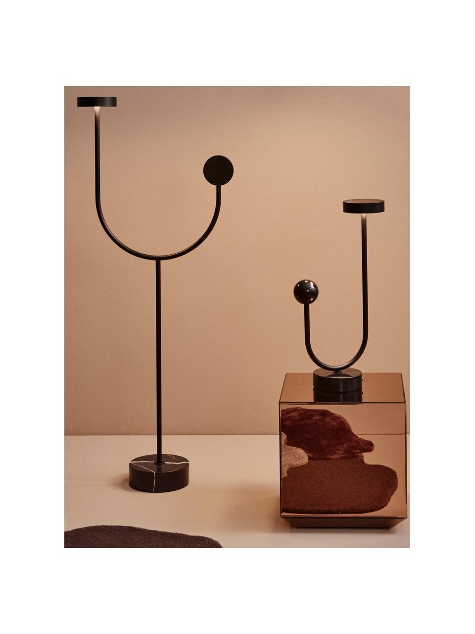 Petit lampadaire LED en marbre Grasil, Noir, marbré, haut. 128 cm