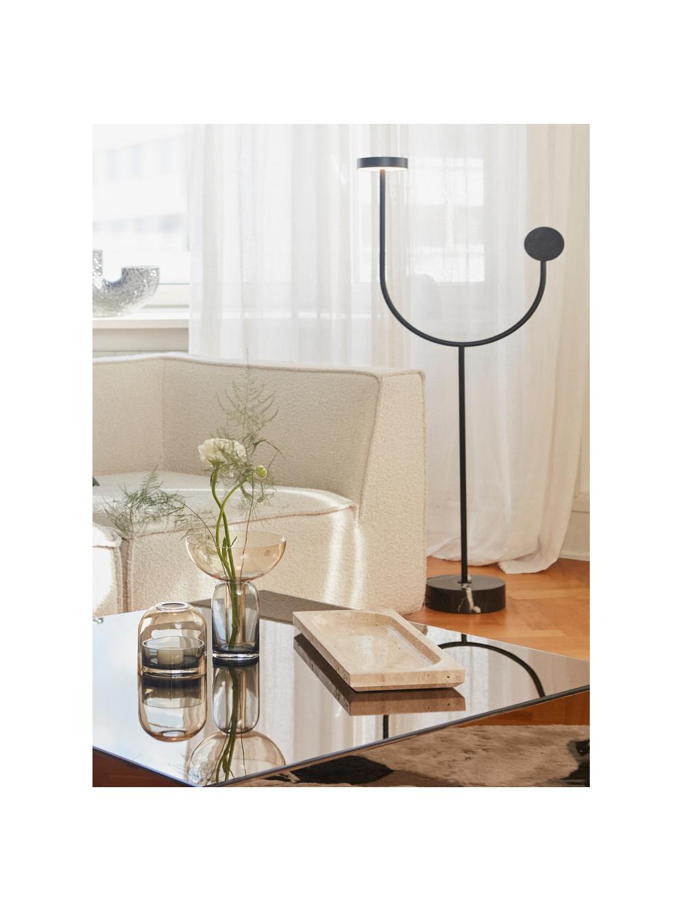 Petit lampadaire LED en marbre Grasil, Noir, marbré, haut. 128 cm