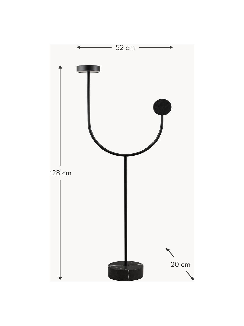 Malá stojaca LED lampa z mramoru Grasil, Mramorovaná čierna, V 128 cm