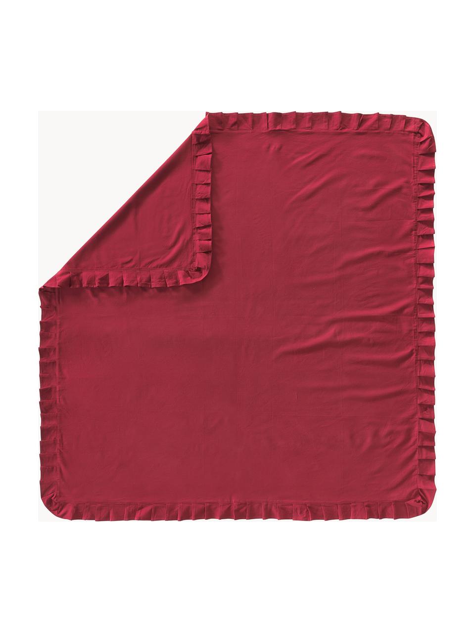 Ubrus s volánky Chambray, 100 % bavlna, Červená, Pro 4 - 6 osob (Š 160 cm, D 160 cm)