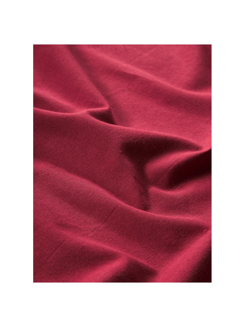 Tischdecke Chambray mit Rüschen, 100 % Baumwolle, Rot, Für 4 - 6 Personen (B 160 x L 160 cm)