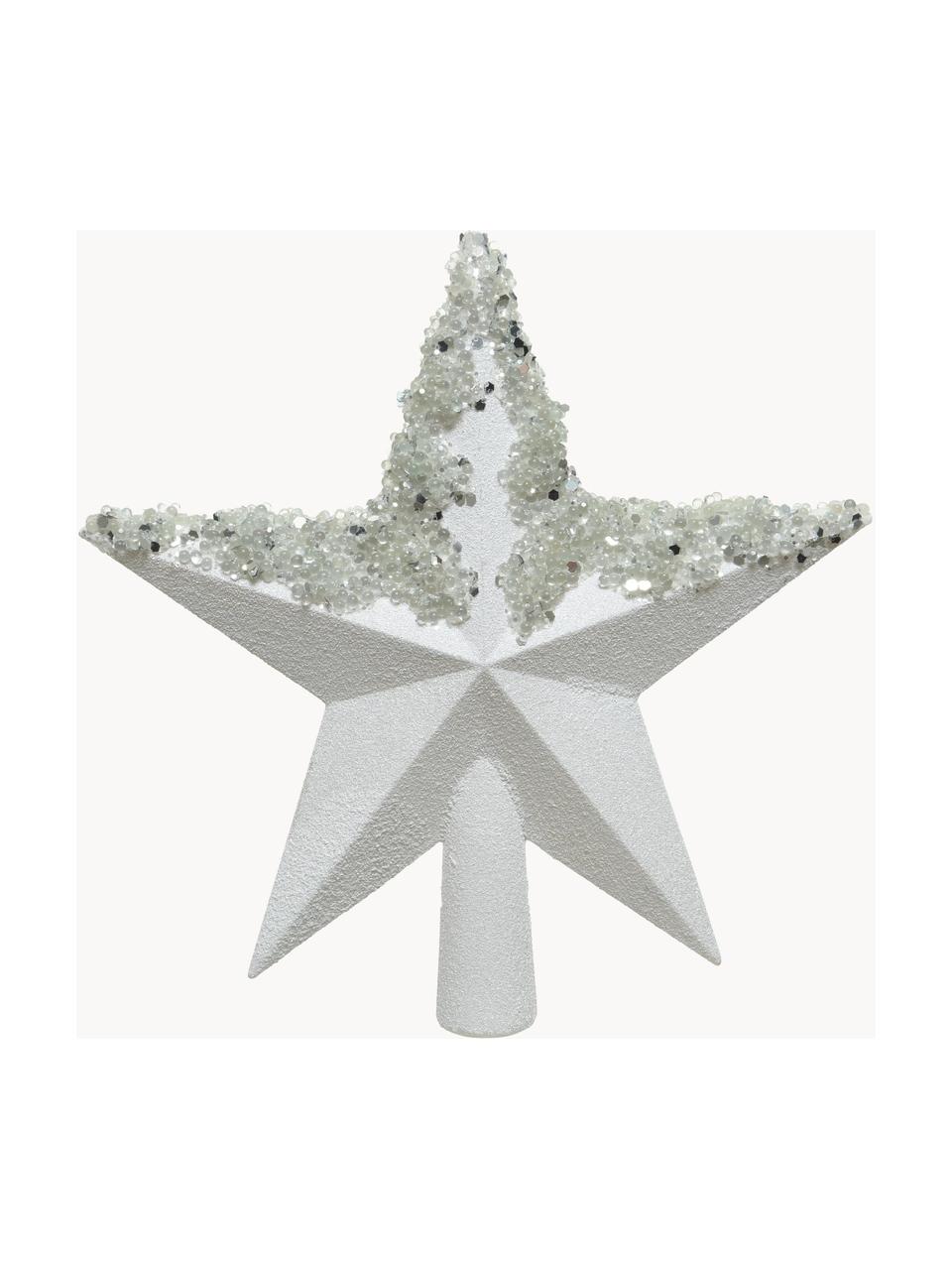 Cimier sapin incassable Abella, haut. 20 cm, Plastique, Argenté, blanc, larg. 19 x haut. 20 cm