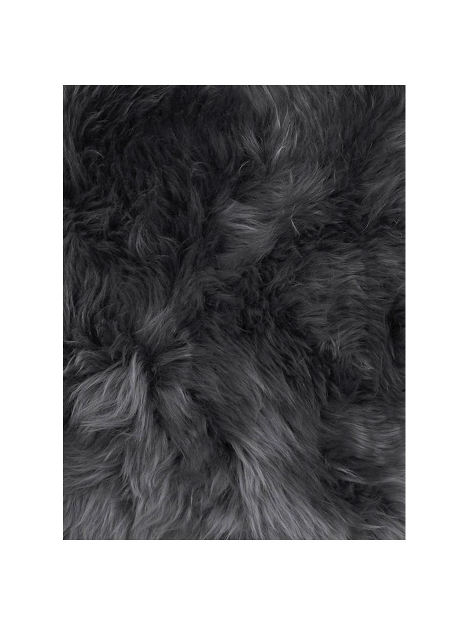 Federa arredo liscia in pelle di pecora Oslo, Retro: lino, Grigio scuro, Larg. 40 x Lung. 40 cm