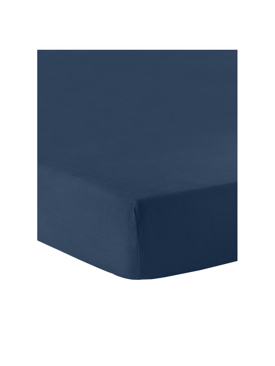Topper-Spannbettlaken Biba, Flanell, Webart: Flanell Flanell ist ein k, Marineblau, B 90 x L 200 cm, H 15 cm