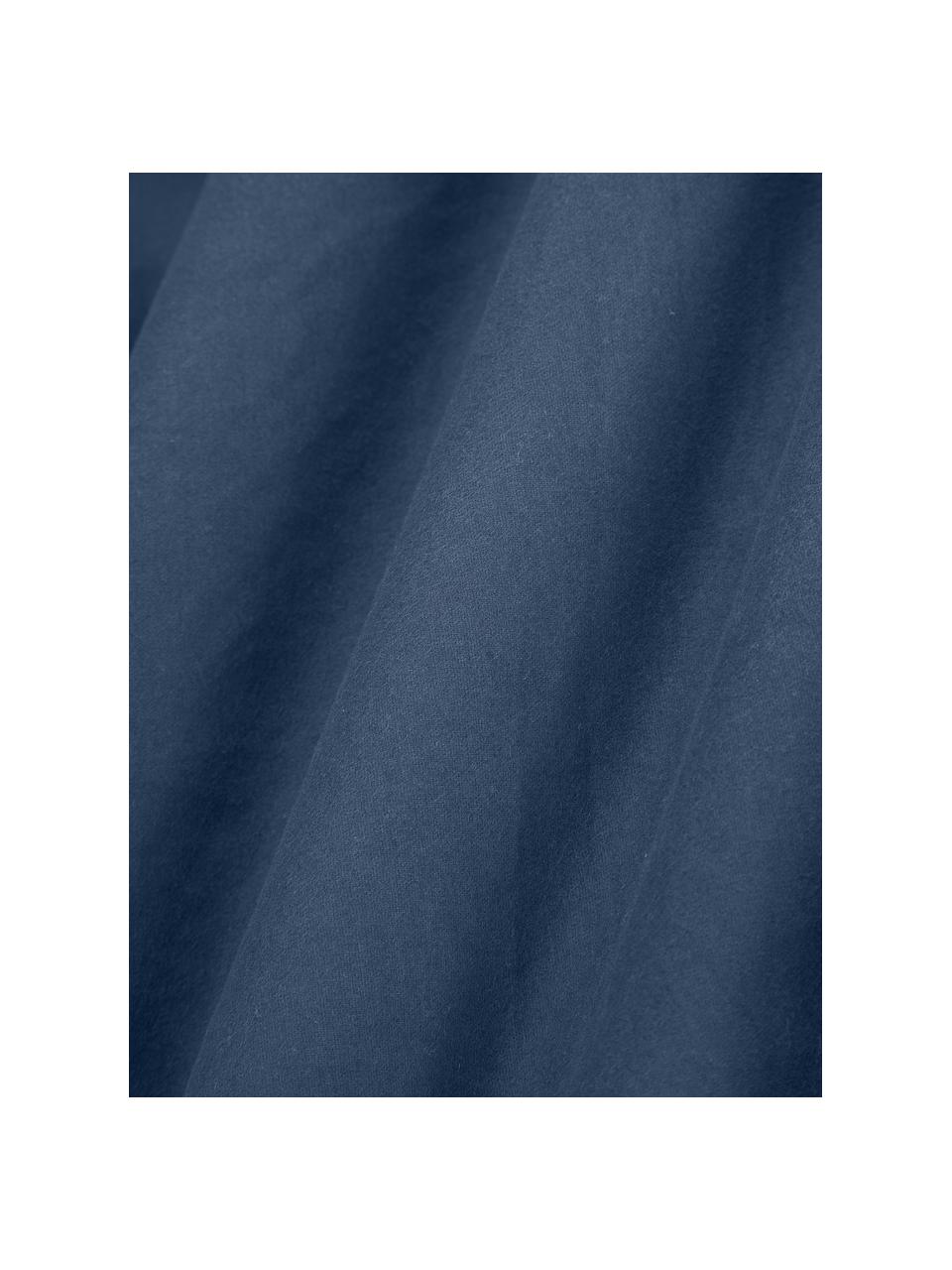 Drap-housse en flanelle pour surmatelas Biba, Bleu foncé, larg. 200 x long. 200 cm, haut. 15 cm