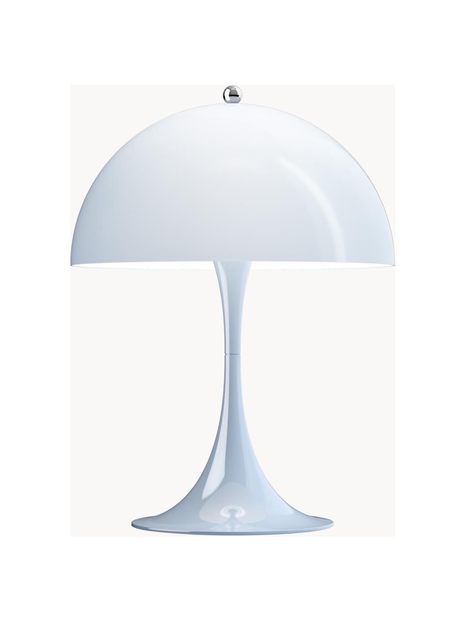 Lampa stołowa LED z funkcją przyciemniania Panthella, W 34 cm, Stelaż: aluminium powlekane, Szaroniebieskie szkło akrylowe, Ø 25 x 34 cm