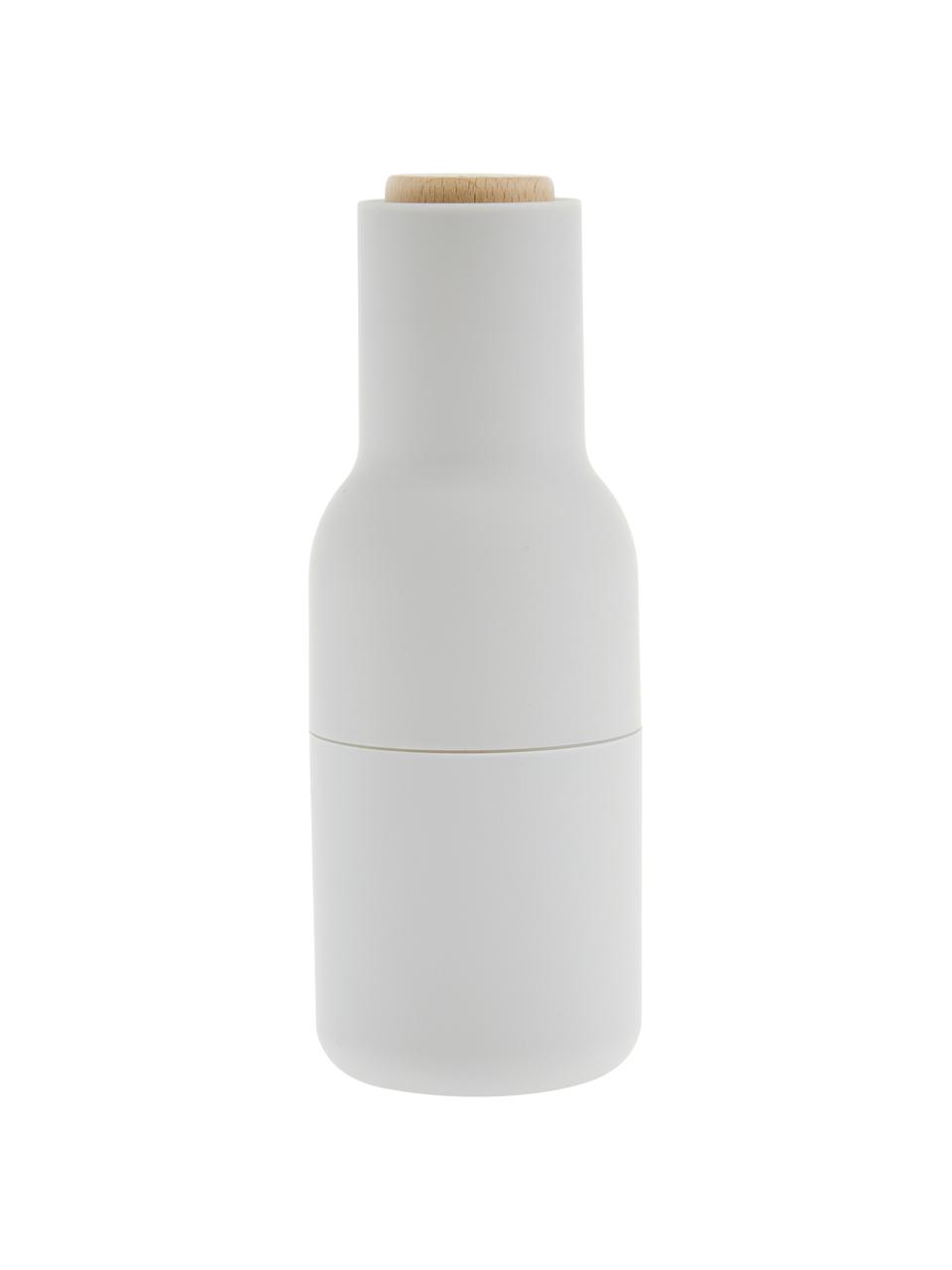 Set saliera e pepiera di design con coperchio in legno di faggio Bottle Grinder 2 pz, Struttura: materiale sintetico, Coperchio: legno, Antracite, bianco, legno di faggio, Ø 8 x Alt. 21 cm