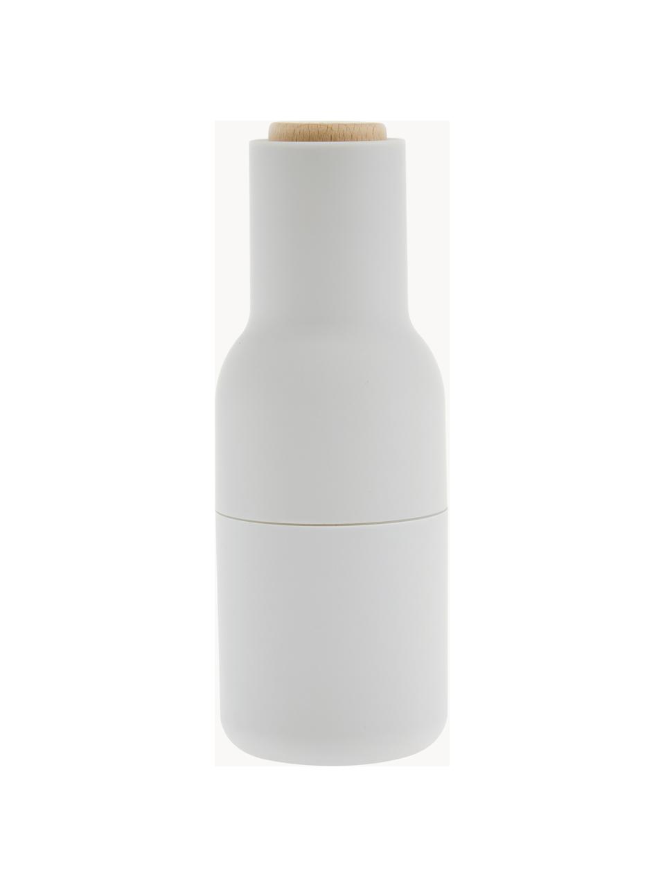 Salero y pimentero de diseño Bottle Grinder, 2 uds., Estructura: plástico, Grinder: cerámica, Gris antracita, blanco, madera, Ø 8 x Al 21 cm