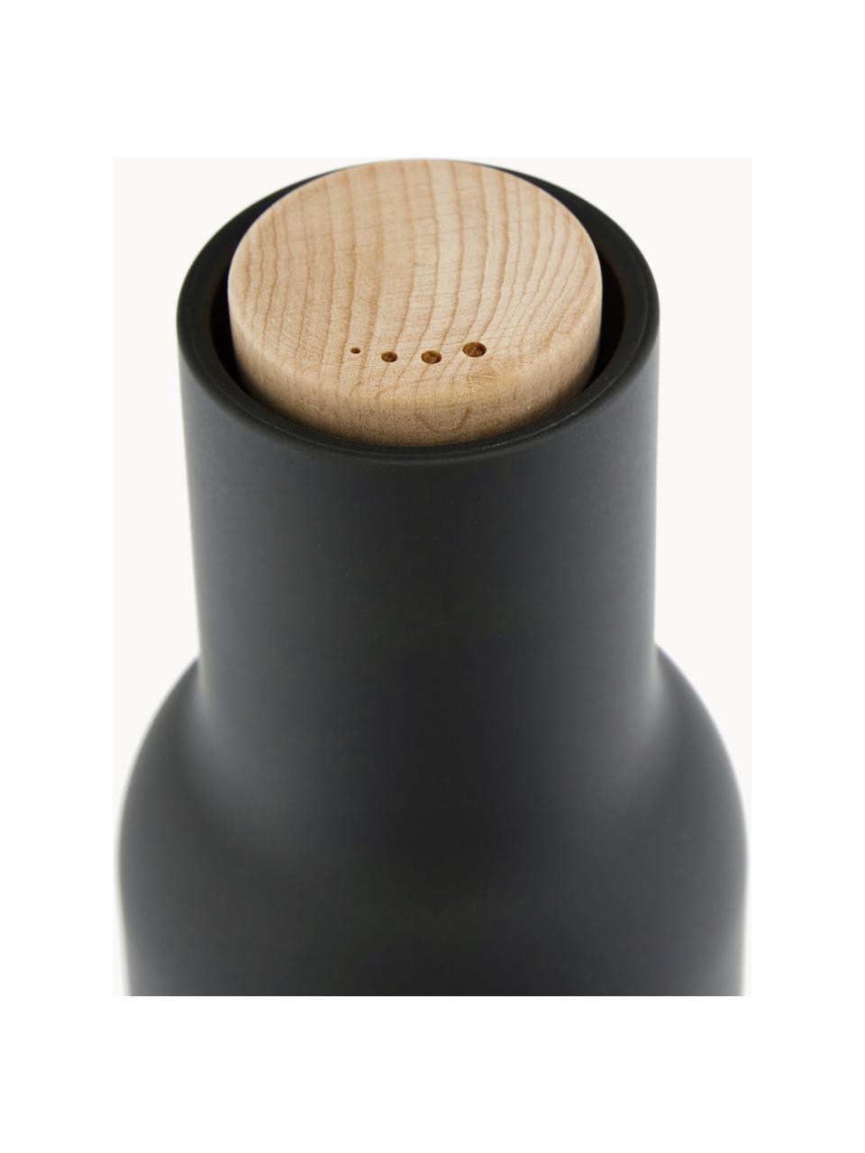 Designer zout & pepermolen Bottle Grinder met beukenhouten deksel, set van 2, Deksel: hout, Antraciet, wit, hout, Ø 8 x H 21 cm