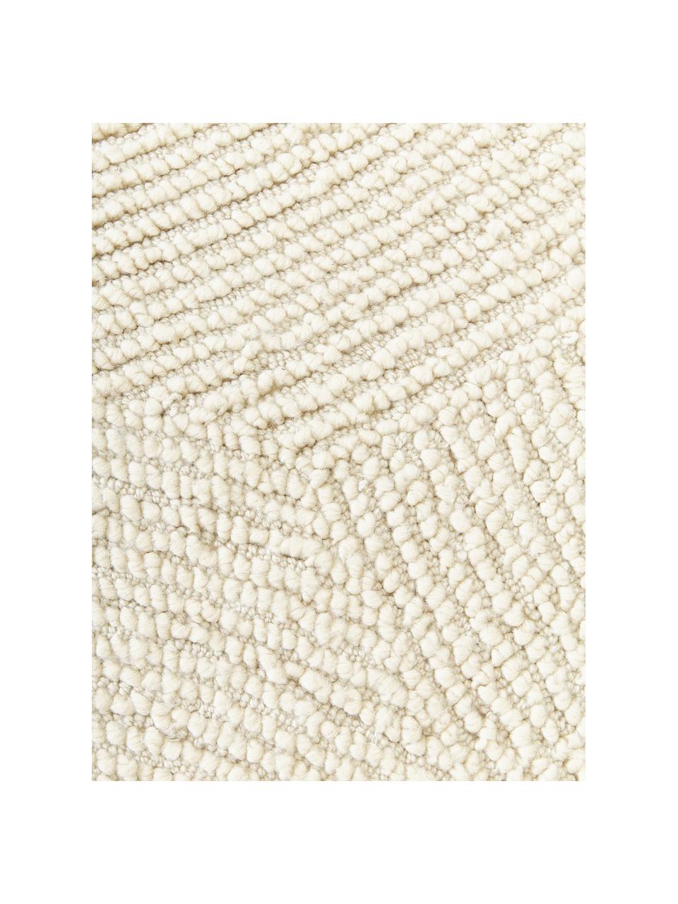 Runder Handgetufteter Kurzflor-Teppich Eleni aus recycelten Materialien, Flor: 100 % recyceltes Polyeste, Off White, Ø 150 cm (Grösse M)
