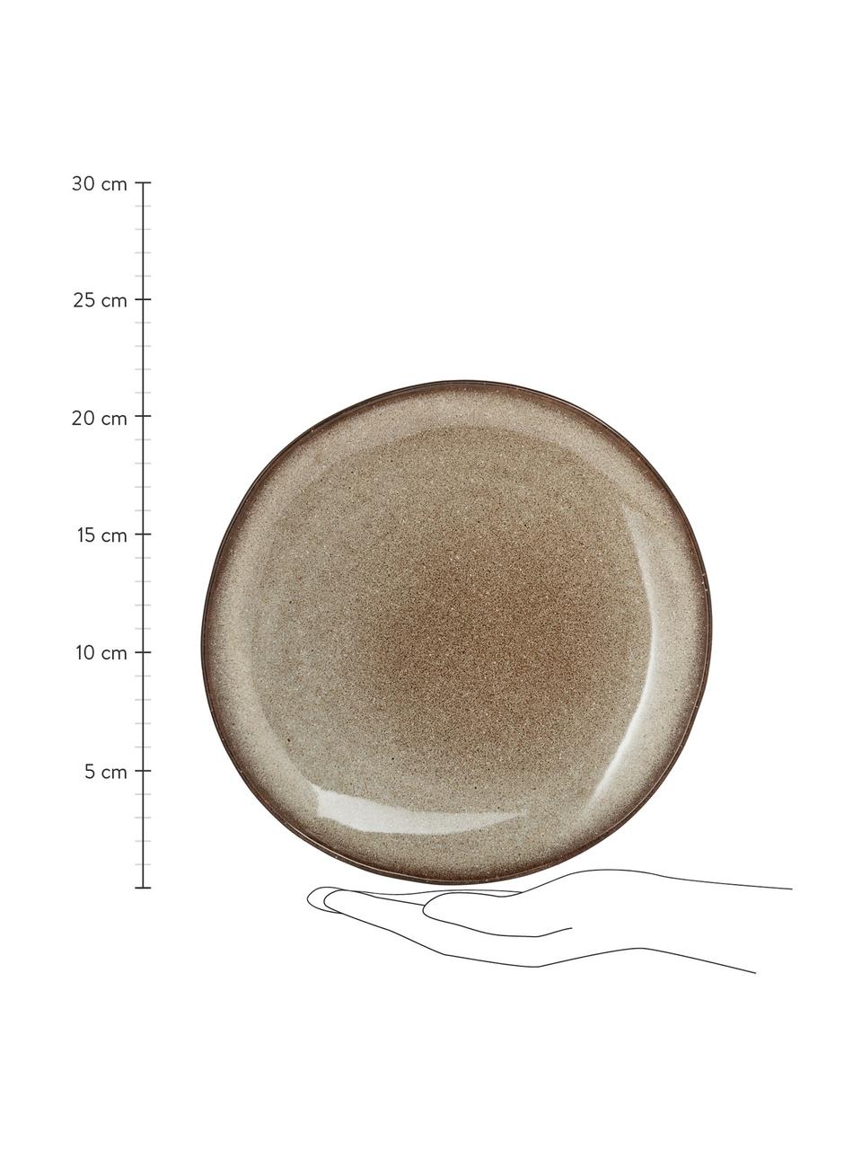Piatto piano fatto a mano Sandrine, Gres, Tonalità beige, Ø 22 x Alt. 2 cm