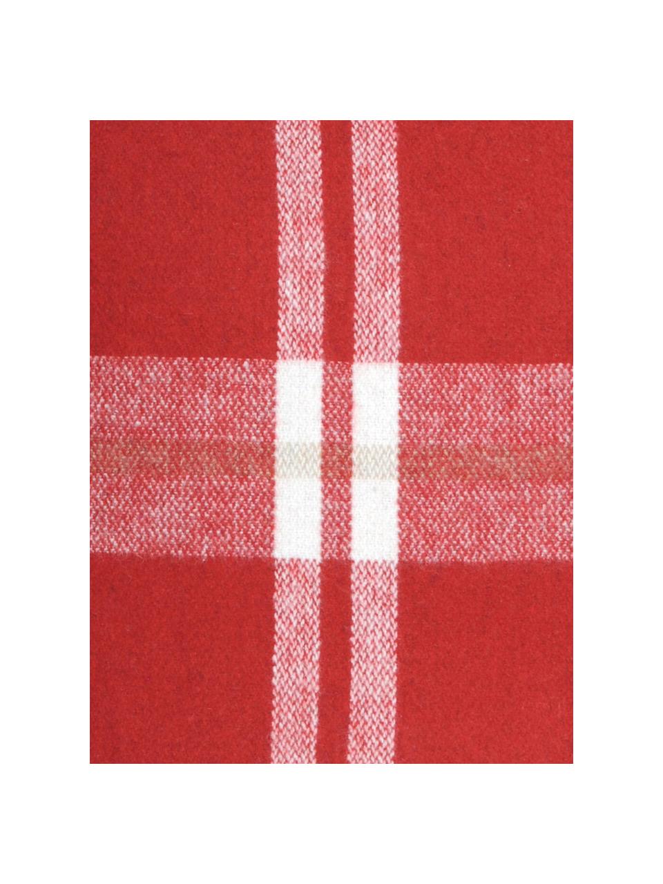 Karierte Kissenhülle Granier, 95% Polyester, 5% Wolle, Rot, Weiß, Beige, 40 x 40 cm