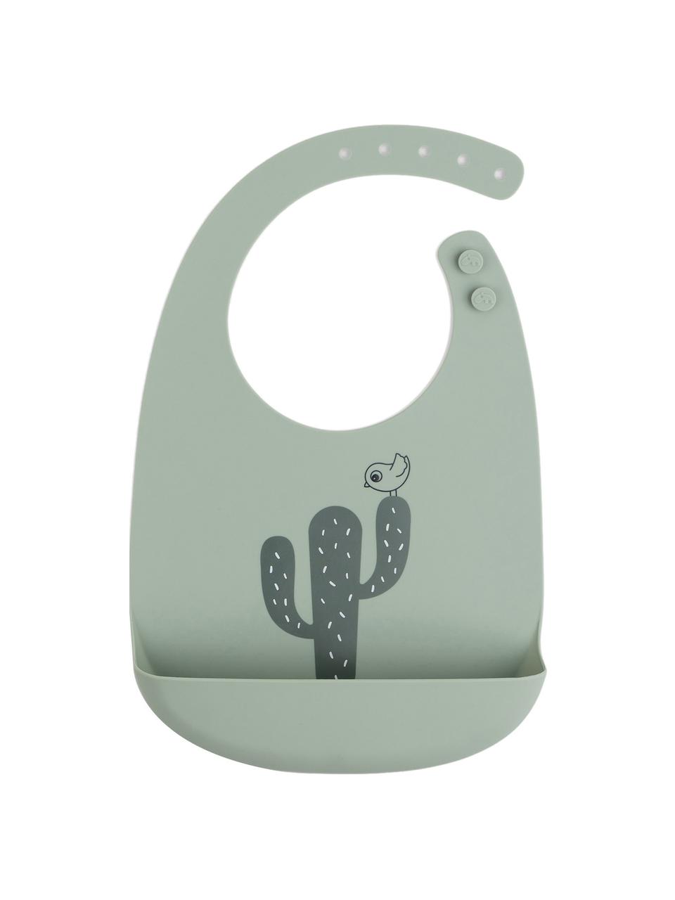 Siliconen slabbetje set Lalee, 2-delig, 100% siliconen, Zandkleurig, groentinten, B 19 x L 27 cm