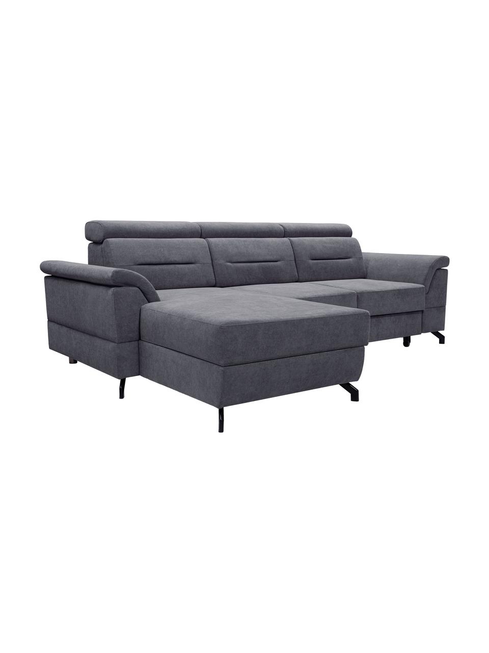 Sofa narożna z funkcją spania i miejscem do przechowywania Missouri, Tapicerka: 100% poliester, Ciemny szary, S 259 x G 164 cm