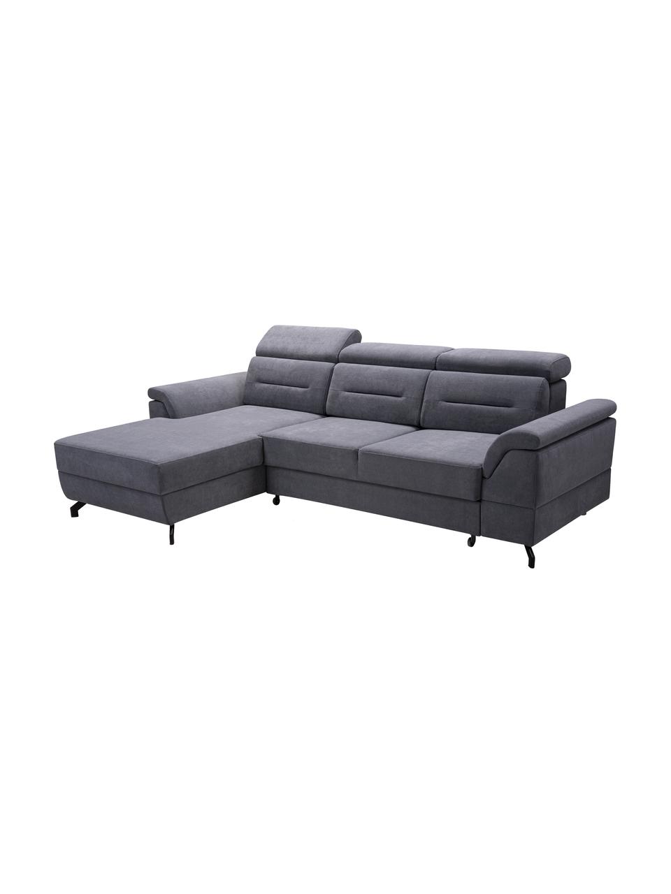 Sofa narożna z funkcją spania i miejscem do przechowywania Missouri, Tapicerka: 100% poliester, Ciemny szary, S 259 x G 164 cm