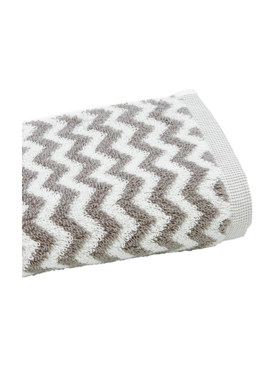 Asciugamano con motivo a zigzag Liv 2 pz, 100% cotone,
qualità media 550 g/m², Taupe, bianco, Asciugamano per ospiti, Larg. 30 x Lung. 50 cm, 2 pz