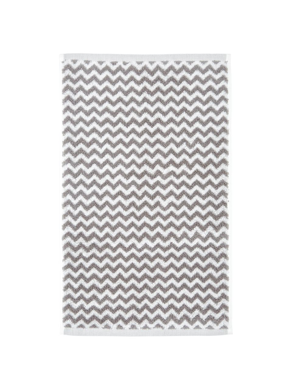 Serviette de toilette coton pur à imprimé zigzag Liv, Taupe, blanc, Serviettes invité, larg. 30 x long. 50 cm, 2 pièces