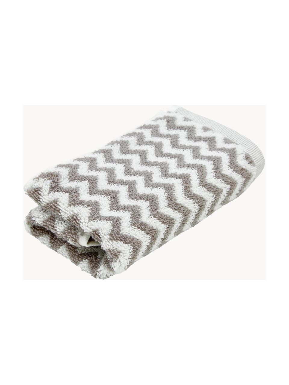 Toallas en zigzag Liv, 2 uds., Gris pardo, blanco, Toalla tocador, An 30 x L 50 cm, 2 uds.