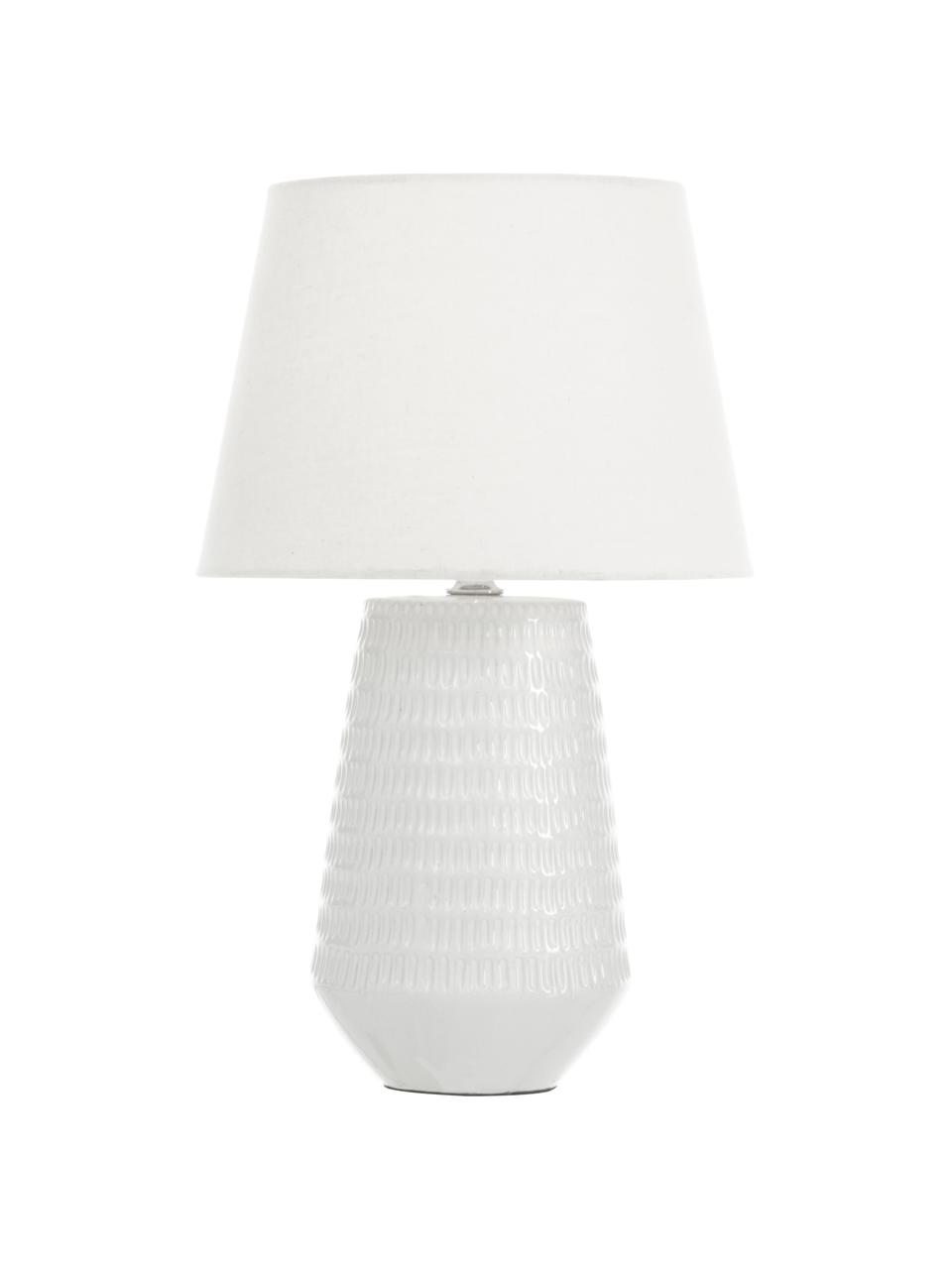 Lampada da tavolo in ceramica Mona, Paralume: poliestere, Base della lampada: ceramica, Bianco, Ø 28 x Alt. 45 cm