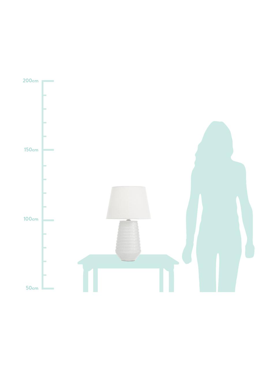 Keramische tafellamp Mona, Lampenkap: textiel, Lampvoet: keramiek, Wit, Ø 28 x H 45 cm