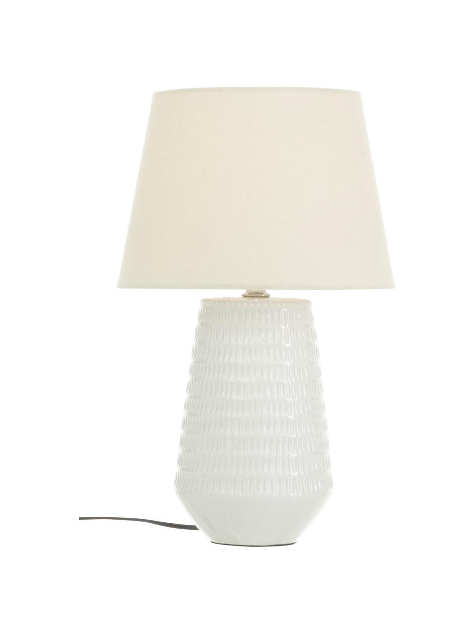 Lámpara de mesa de cerámica Mona, Pantalla: tela, Cable: plástico, Blanco, Ø 28 x Al 45 cm