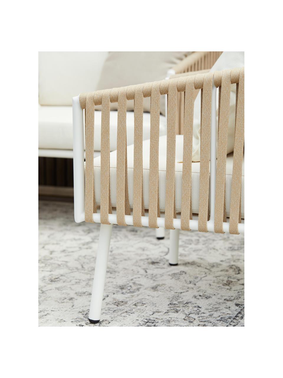 Salotto da giardino Malo 4 pezzi, Rivestimento: 100% poliestere Con 20.00, Struttura: alluminio verniciato a po, Struttura: alluminio verniciato a po, Bianco latte, beige chiaro, Set in varie misure