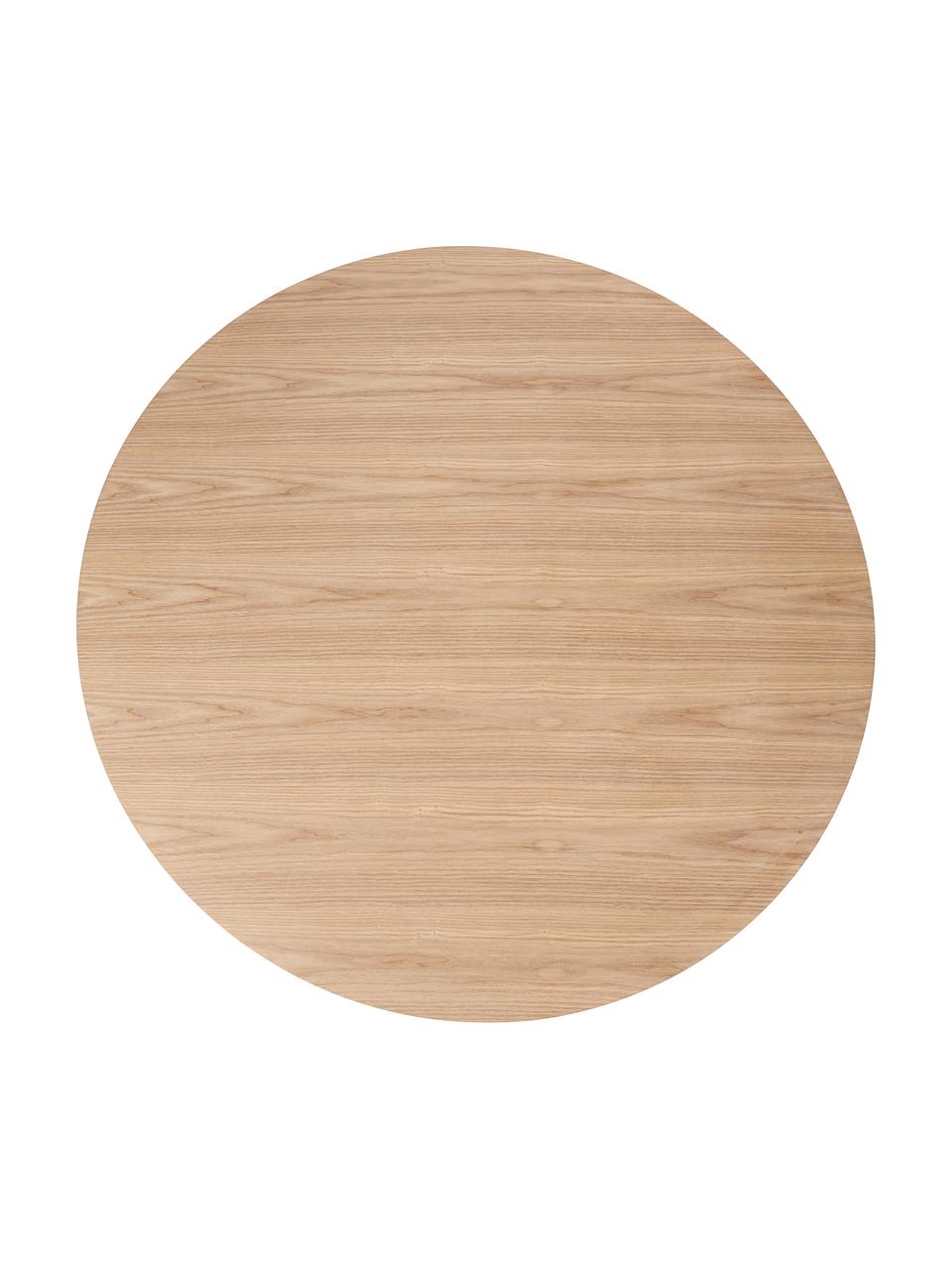 Okrągły stół do jadalni z fornirem z drewna jesionowego Menorca, Blat: fornir z drewna jesionowe, Noga: metal malowany proszkowo, Jasny brązowy, biały, Ø 100 x W 75 cm