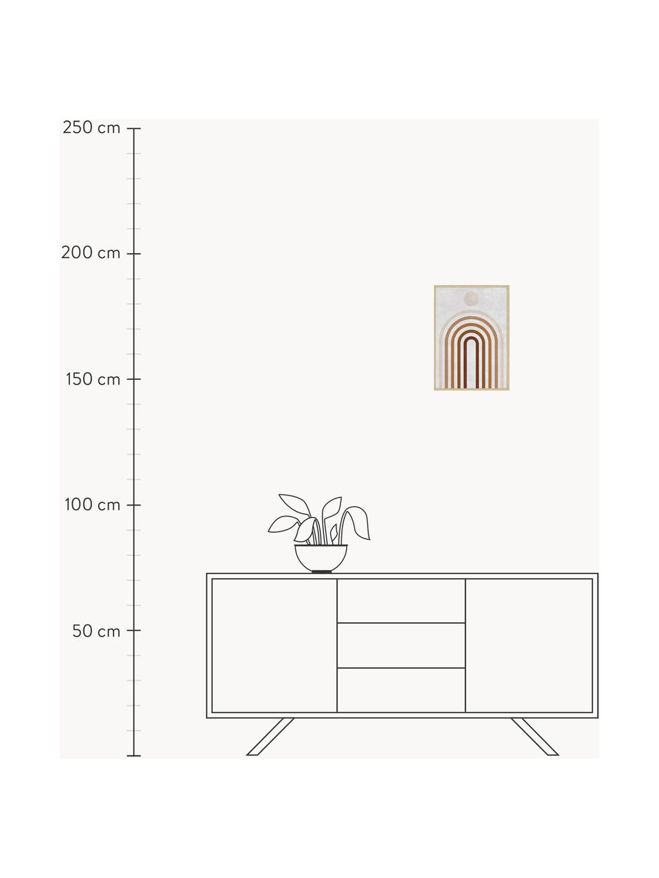 Gerahmter Digitaldruck Upside Curves, Bild: Digitaldruck auf Papier, Rahmen: Holz, Mitteldichte Holzfa, Front: Glas, Beige- und Brauntöne, B 32 x H 42 cm