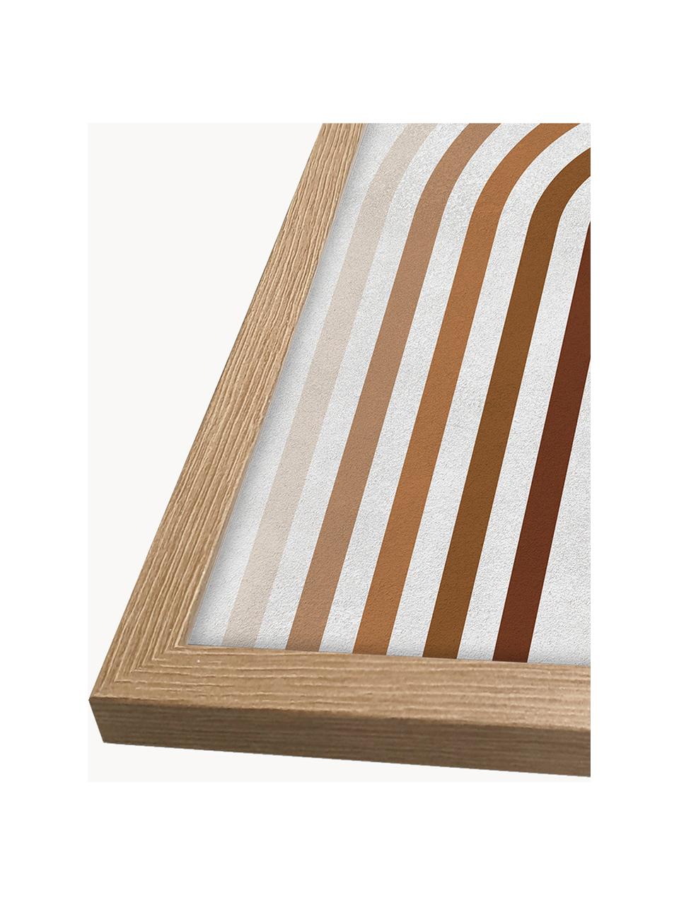 Ingelijste digitale print Upside Curves, Lijst: hout, MDF, Beige- en bruintinten, B 32 x H 42 cm