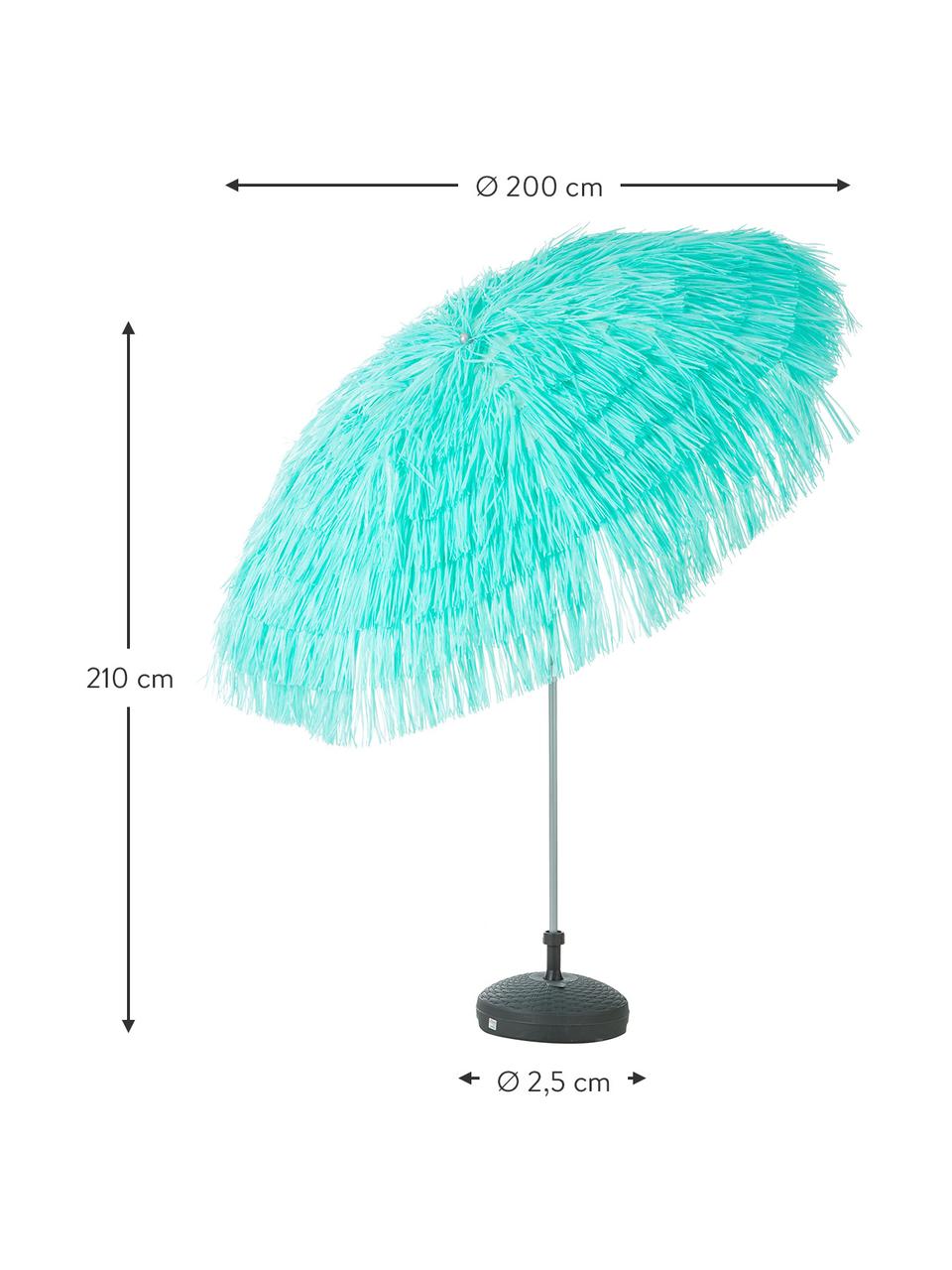 Parasol Hawaii in turquoise met franjes, Ø 200 cm, Turquoise, Ø 200 x H 210 cm