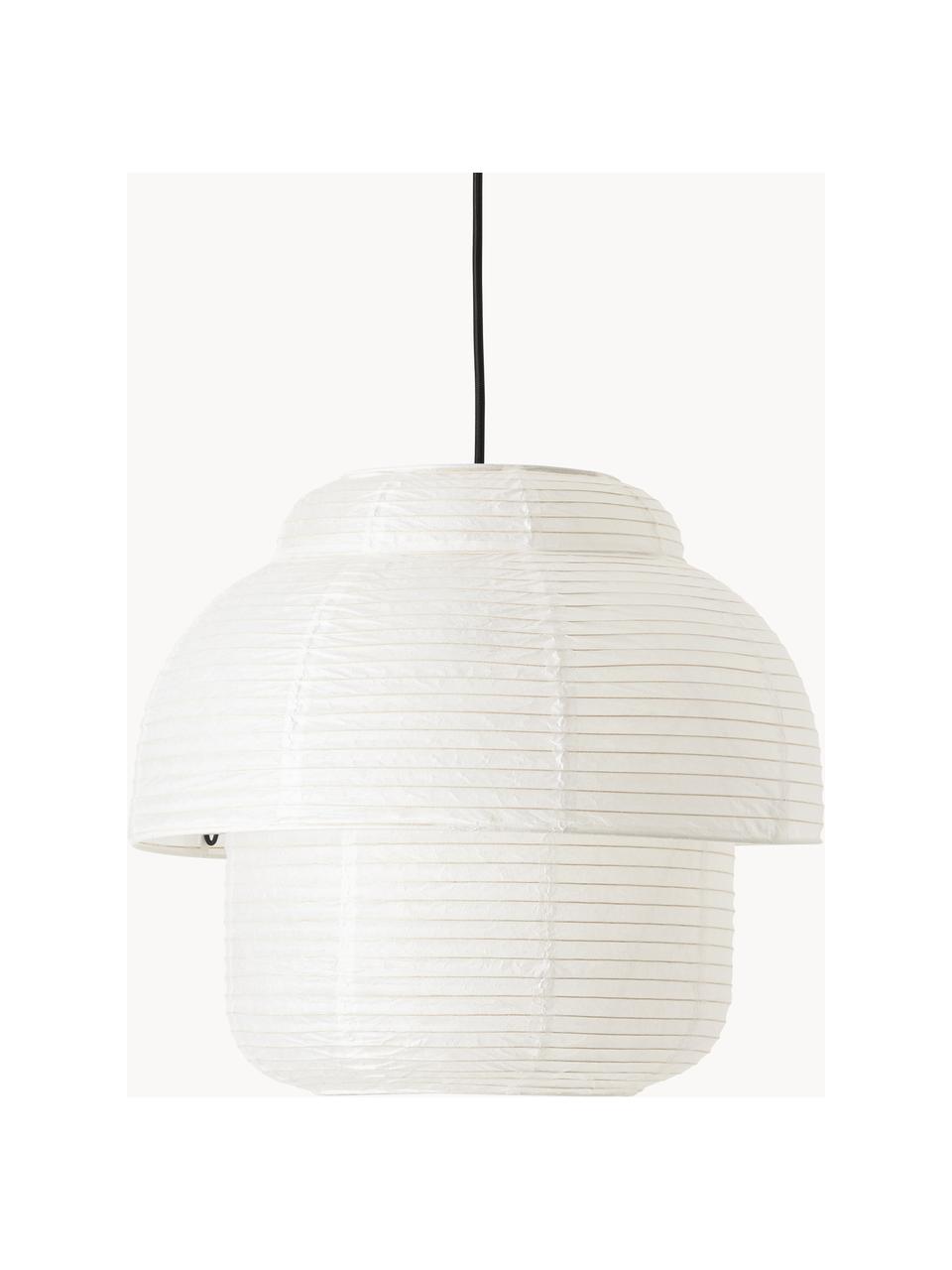 Lámpara de techo de papel de arroz Paper, Pantalla: papel de arroz, Cable: cubierto en tela, Blanco, Ø 40 x Al 34 cm