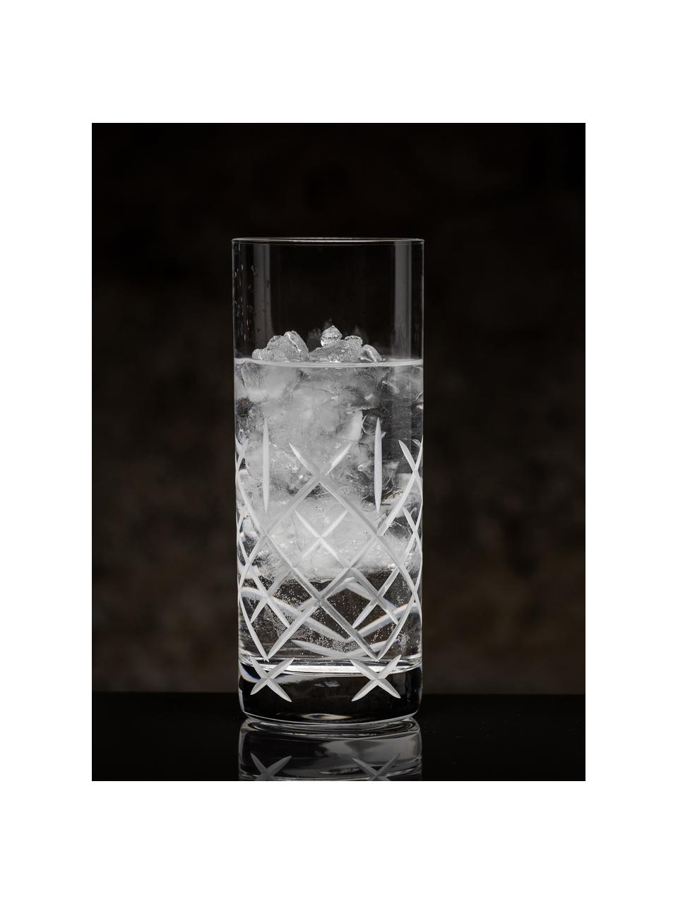 Longdrinkglas Club met structuurpatroon, 6 stuks, Kristalglas, Transparant, Ø 7 x H 17 cm, 405 ml