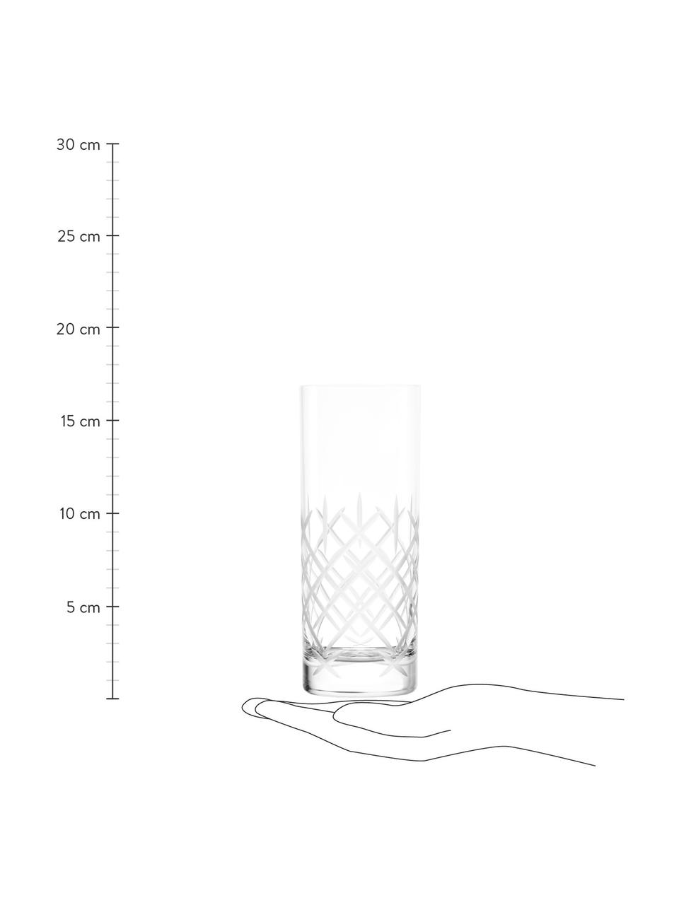 Longdrinkglas Club met structuurpatroon, 6 stuks, Kristalglas, Transparant, Ø 7 x H 17 cm, 405 ml