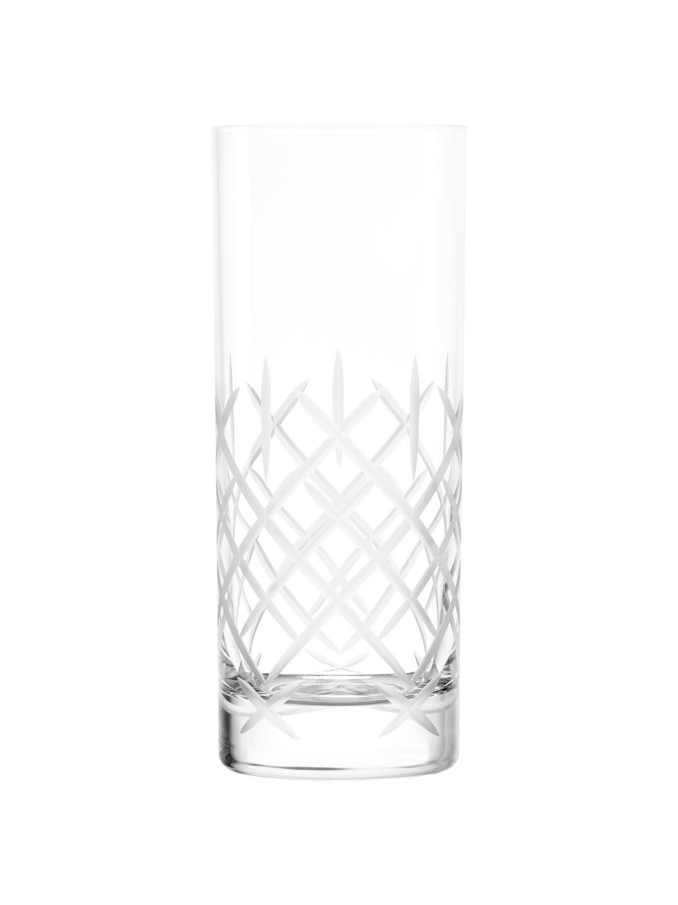 Longdrinkgläser Club mit Strukturmuster, 6 Stück, Kristallglas, Transparent, Ø 7 x H 17 cm, 405 ml