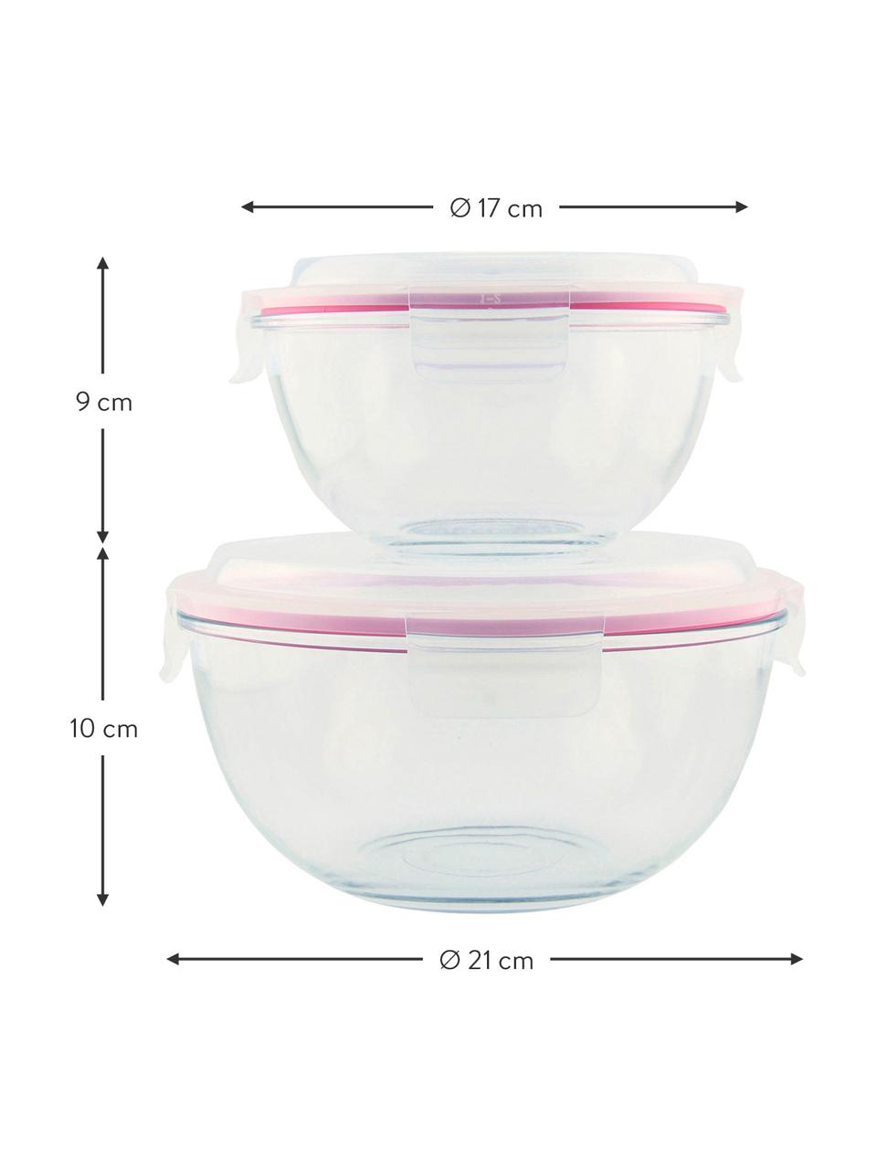 Salatboxen-Set Lilo, 2-tlg., Behälter: Gehärtetes Glas, schadsto, Verschluss: Polypropylen, Dichtung: Silikon, Transparent, Pink, Set mit verschiedenen Grössen