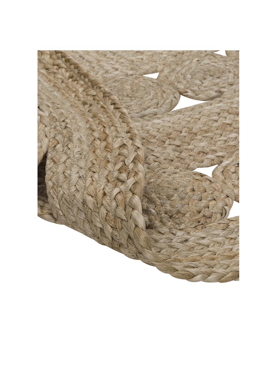 Rond juten vloerkleed. Shyam, handgemaakt, 100% jute, Bruin, Ø 150 cm (maat M)