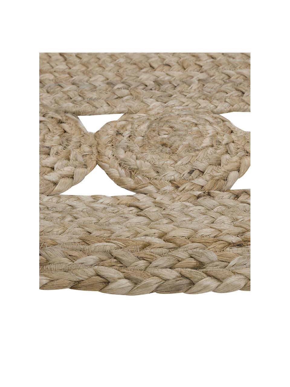 Rond juten vloerkleed. Shyam, handgemaakt, 100% jute, Bruin, Ø 150 cm (maat M)