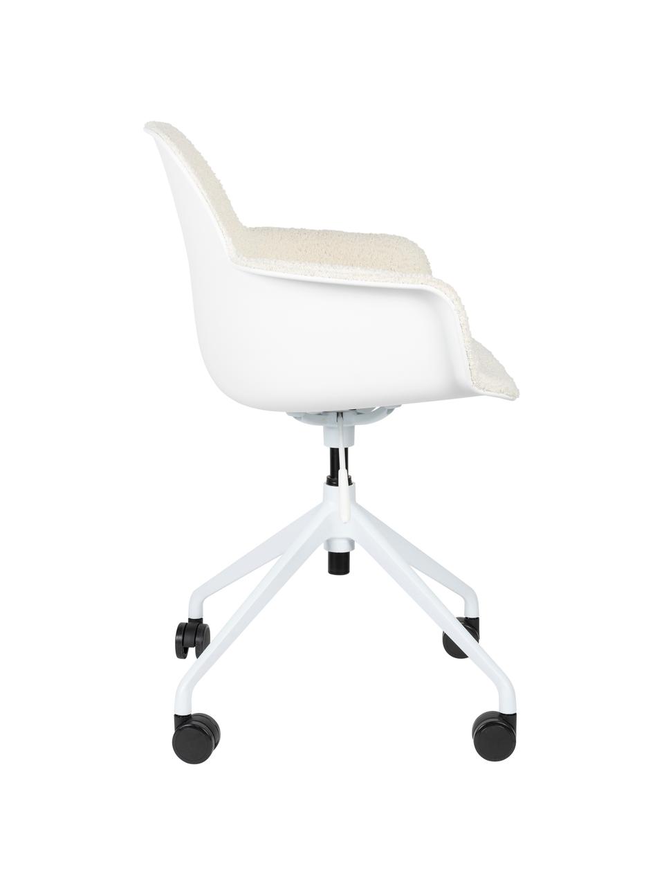Chaise de bureau en tissu bouclé Albert, hauteur ajustable, Tissu bouclé blanc, larg. 59 x prof. 52 cm