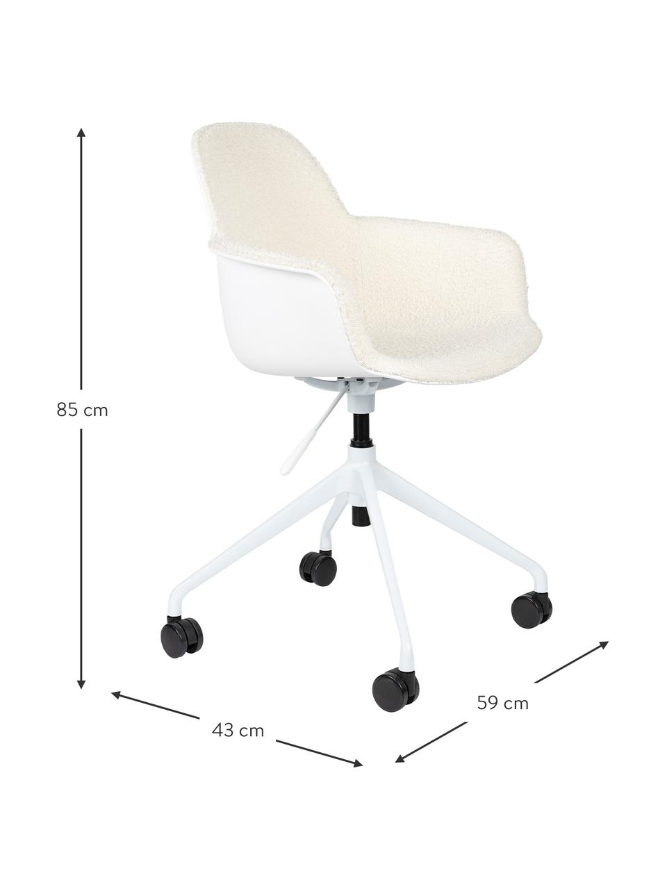 Silla de oficina en tejido bouclé Albert, regulable en altura, Tapizado: 100% poliéster Alta resis, Estructura: aluminio pulido, Asiento: 100% polipropileno, Blanco, negro, An 59 x Al 52 cm