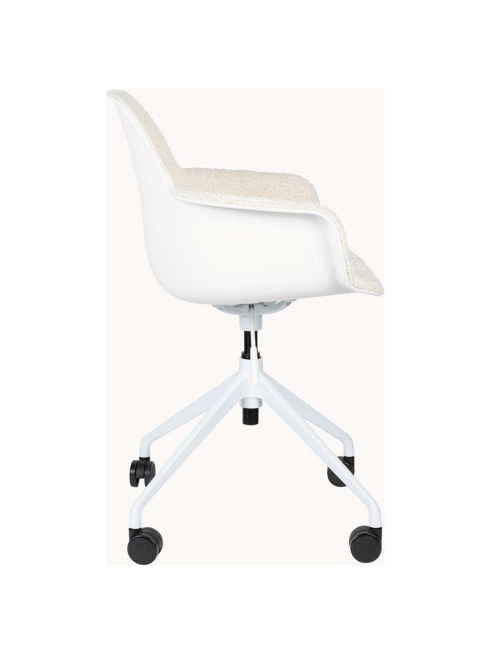 Silla de escritorio en tejido bouclé Albert, regulable en altura, Tapizado: 100% poliéster Alta resis, Estructura: aluminio pulido, Asiento: 100% polipropileno, Blanco, negro, An 59 x Al 52 cm